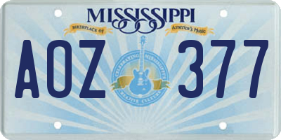 MS license plate AOZ377
