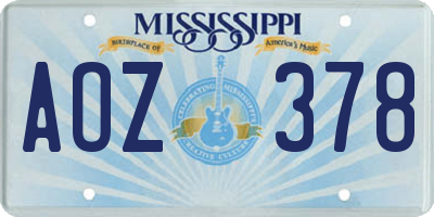 MS license plate AOZ378