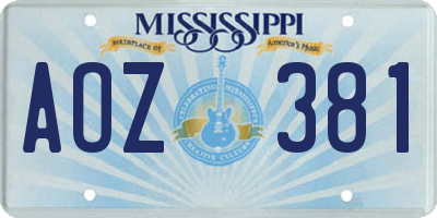 MS license plate AOZ381