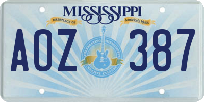 MS license plate AOZ387