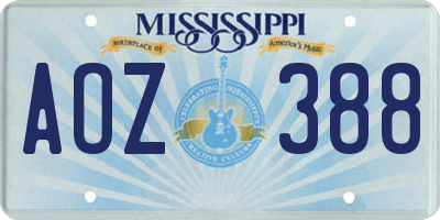 MS license plate AOZ388