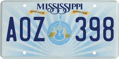 MS license plate AOZ398