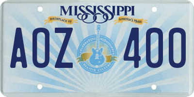 MS license plate AOZ400
