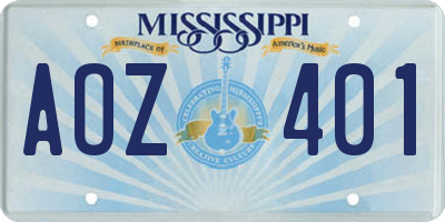 MS license plate AOZ401