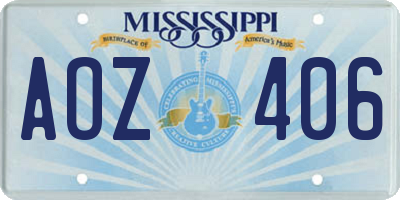 MS license plate AOZ406