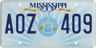 MS license plate AOZ409