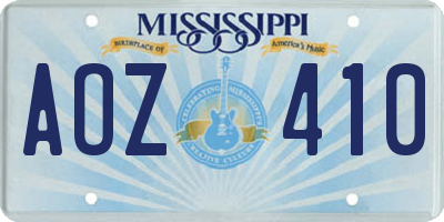 MS license plate AOZ410