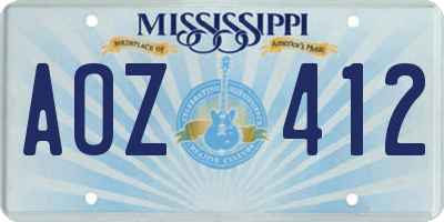 MS license plate AOZ412