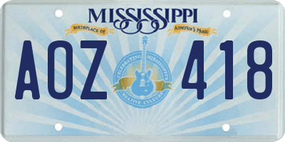 MS license plate AOZ418