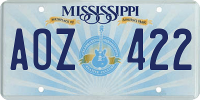 MS license plate AOZ422
