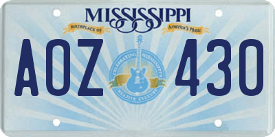 MS license plate AOZ430