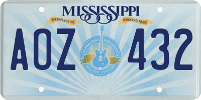 MS license plate AOZ432