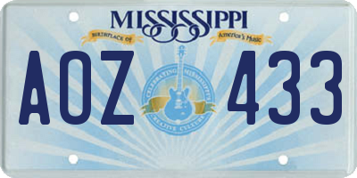 MS license plate AOZ433