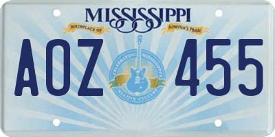 MS license plate AOZ455