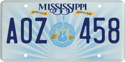 MS license plate AOZ458