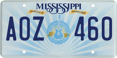 MS license plate AOZ460
