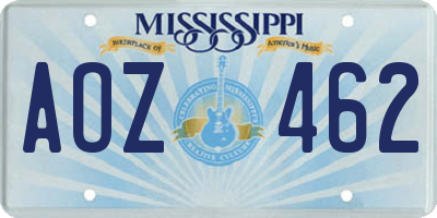 MS license plate AOZ462