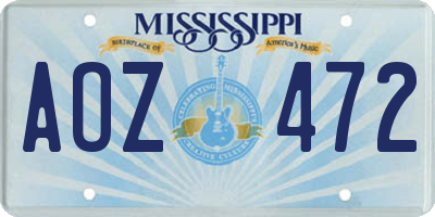 MS license plate AOZ472