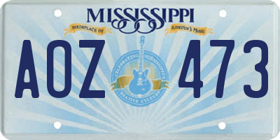MS license plate AOZ473