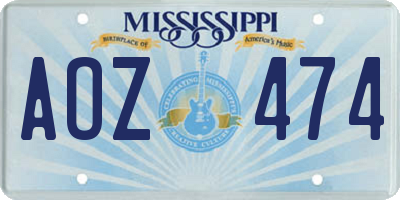 MS license plate AOZ474