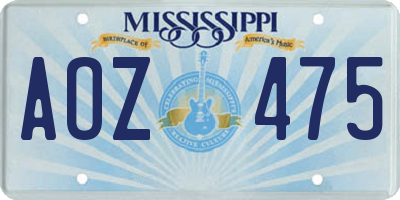 MS license plate AOZ475