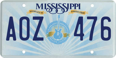 MS license plate AOZ476