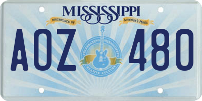 MS license plate AOZ480
