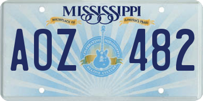 MS license plate AOZ482