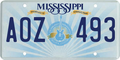 MS license plate AOZ493