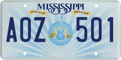 MS license plate AOZ501