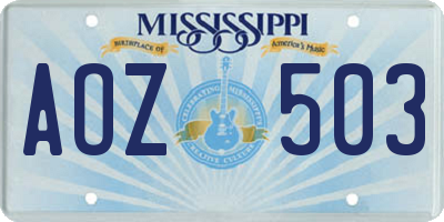 MS license plate AOZ503