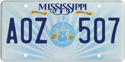 MS license plate AOZ507