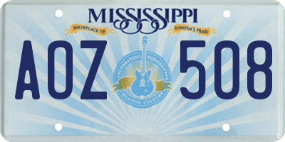 MS license plate AOZ508