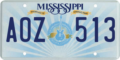 MS license plate AOZ513