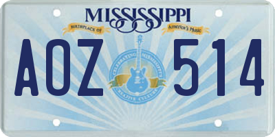 MS license plate AOZ514
