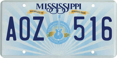 MS license plate AOZ516