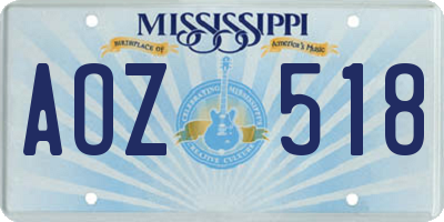 MS license plate AOZ518