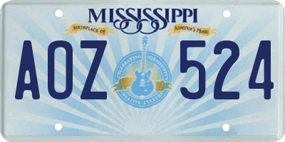 MS license plate AOZ524