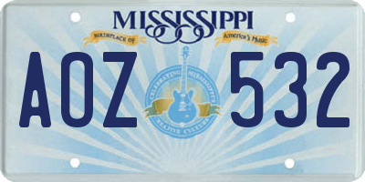 MS license plate AOZ532