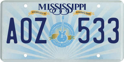 MS license plate AOZ533