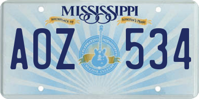 MS license plate AOZ534
