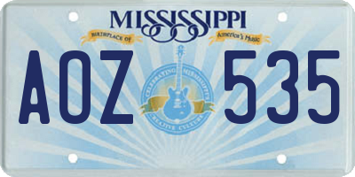 MS license plate AOZ535