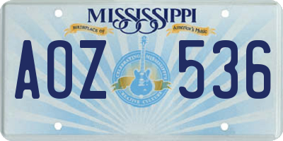 MS license plate AOZ536