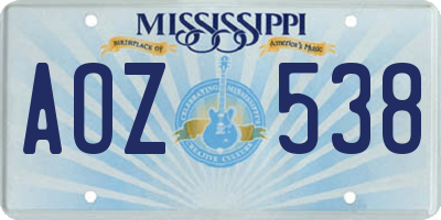 MS license plate AOZ538
