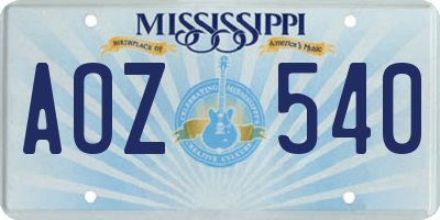 MS license plate AOZ540