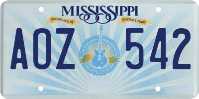 MS license plate AOZ542