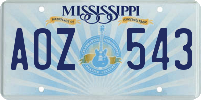 MS license plate AOZ543