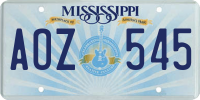 MS license plate AOZ545