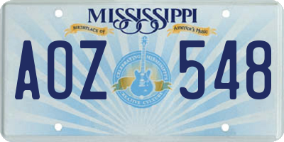 MS license plate AOZ548