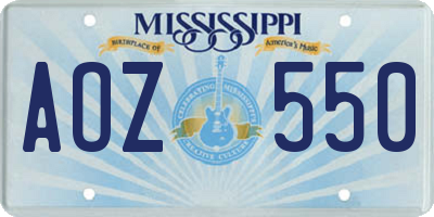 MS license plate AOZ550